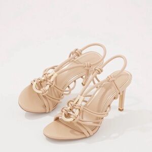 White House Black Market Beige Strappy Heels